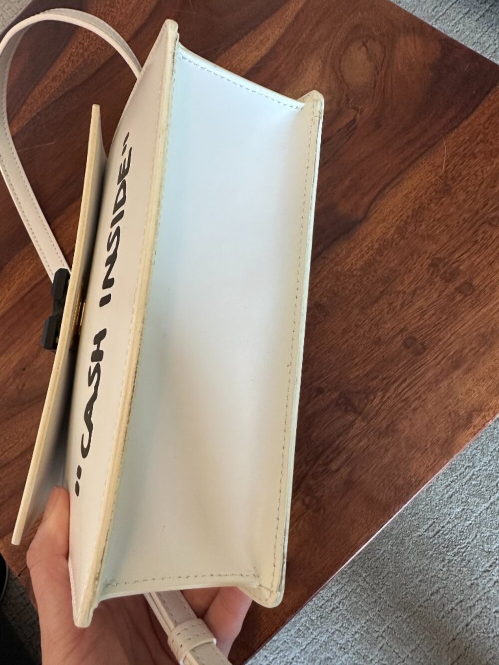 Off-White Jitney 2.0 Leather Shoulder Bag White Black Crossbody - Picture 12 of 13